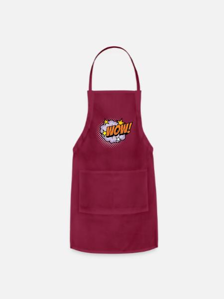 Wow! Retro Comic Pop Art Surprise - Adjustable Apron - burgundy