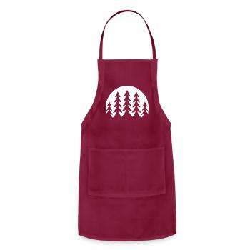 Night Landscape: Black Pine Trees in Moonlight - Adjustable Apron - burgundy - Front - Julia (174cm)