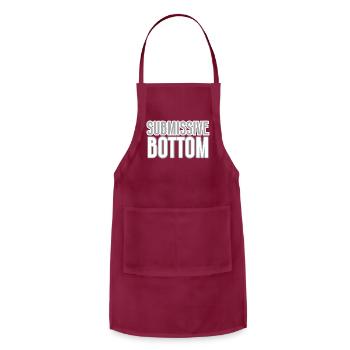SUBMISSIVE BOTTOM Tee vintage - Adjustable Apron - burgundy - Front - Julia (174cm)