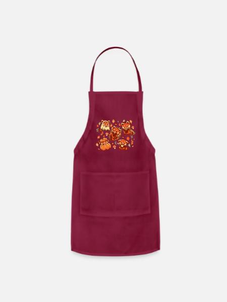 Red Panda Autumn Time - Adjustable Apron - burgundy