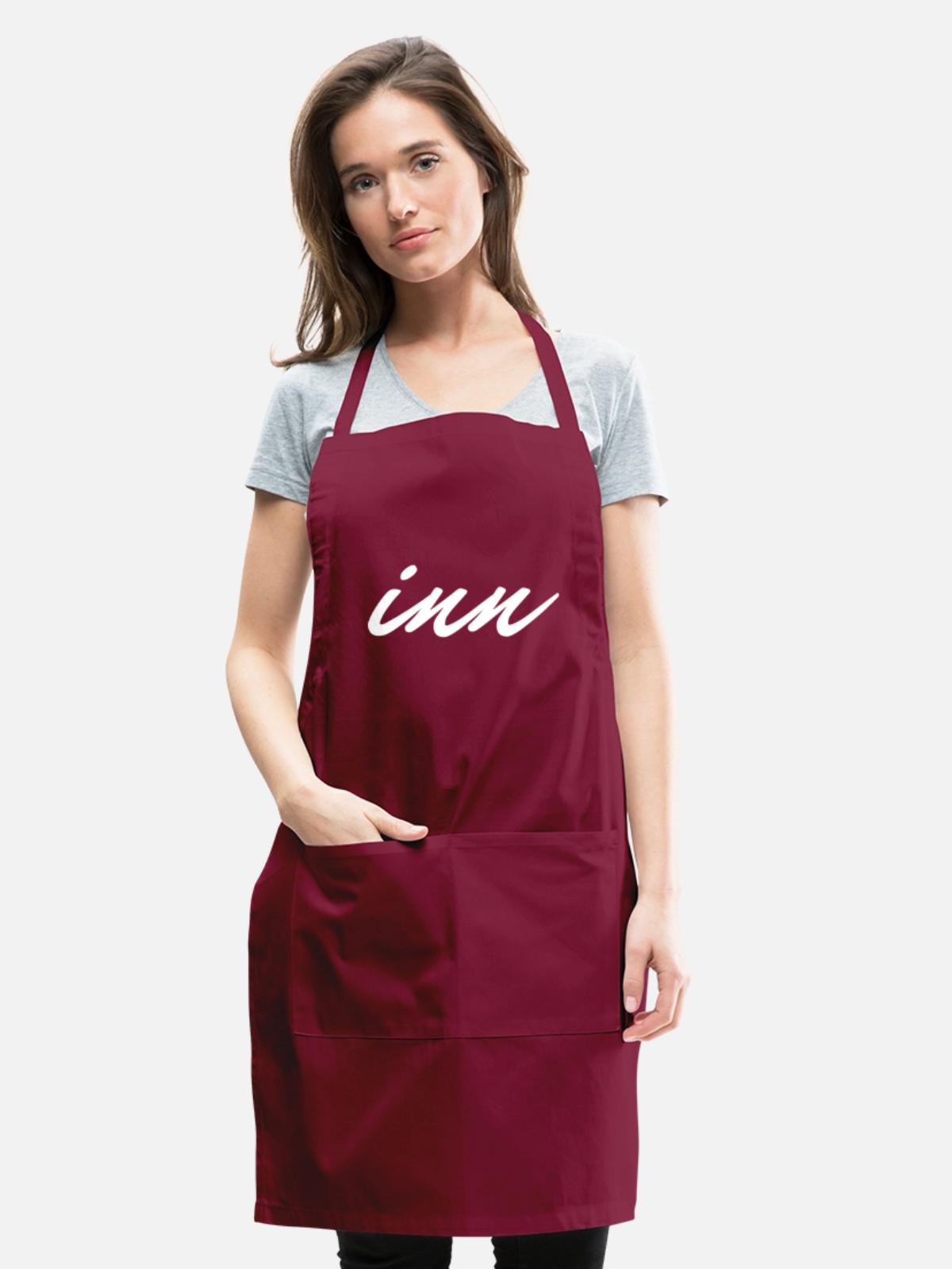 T-shirts Design LOGO"inn" - Adjustable Apron - burgundy - Front - Julia (174cm)
