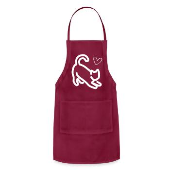 Cute and fun cat design - Adjustable Apron - burgundy - Front - Julia (174cm)