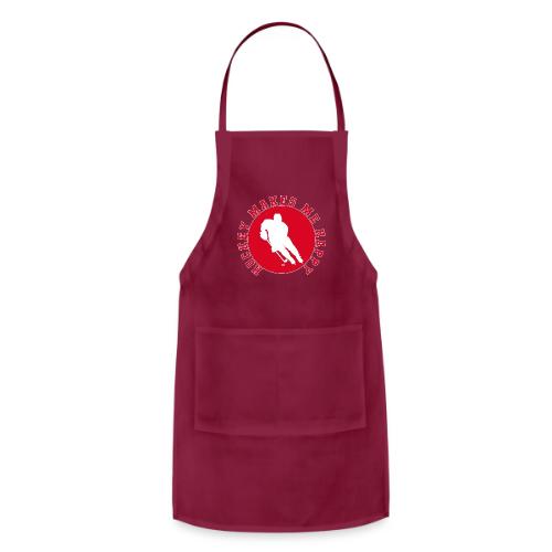 Hockey Makes Me Happy – Ice Hockey Fan Emblem - Adjustable Apron