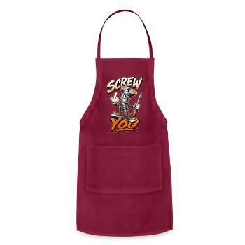Screw You Funny Sarcastic Hardware Handyman Design - Adjustable Apron - burgundy - Front - Julia (174cm)