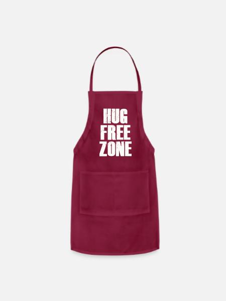 Hug Free Zone Funny Quarantine Social Distance - Adjustable Apron - burgundy