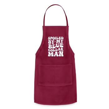 Spoiled By My Blue Collar Man - Adjustable Apron - burgundy - Front - Julia (174cm)