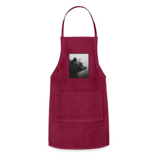 Grizzly Bear Black White Portrait Design - Adjustable Apron