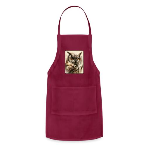 Great Horned Owl Watercolor Design - Adjustable Apron