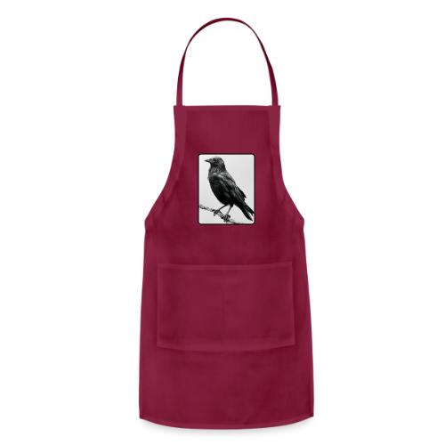 Raven Black and White Art Design - Adjustable Apron