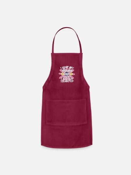I Love My Husband But Sometimes I Wanna square up - Adjustable Apron - burgundy