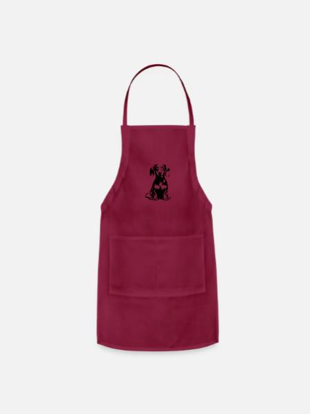 Dachshund dog, Weenie Dog - Adjustable Apron - burgundy