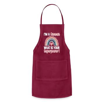 Gamma Superpower Gamma Grandmother Appreciation - Adjustable Apron - burgundy - Front - Julia (174cm)