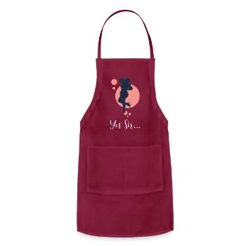 Submissive Sub Bondage Yes Sir Kinky Role Play - Adjustable Apron - burgundy - Front - Julia (174cm)