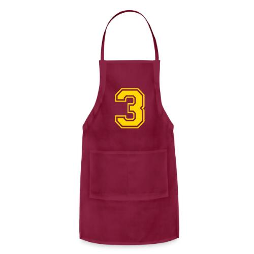 Number 3 in a classic athletic collegiate font - Adjustable Apron