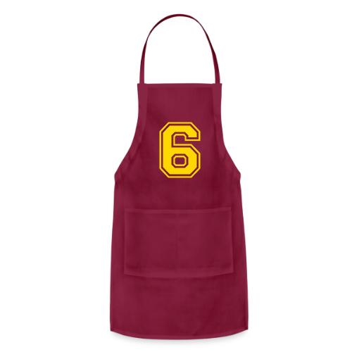 Number 6 in a classic athletic collegiate font - Adjustable Apron