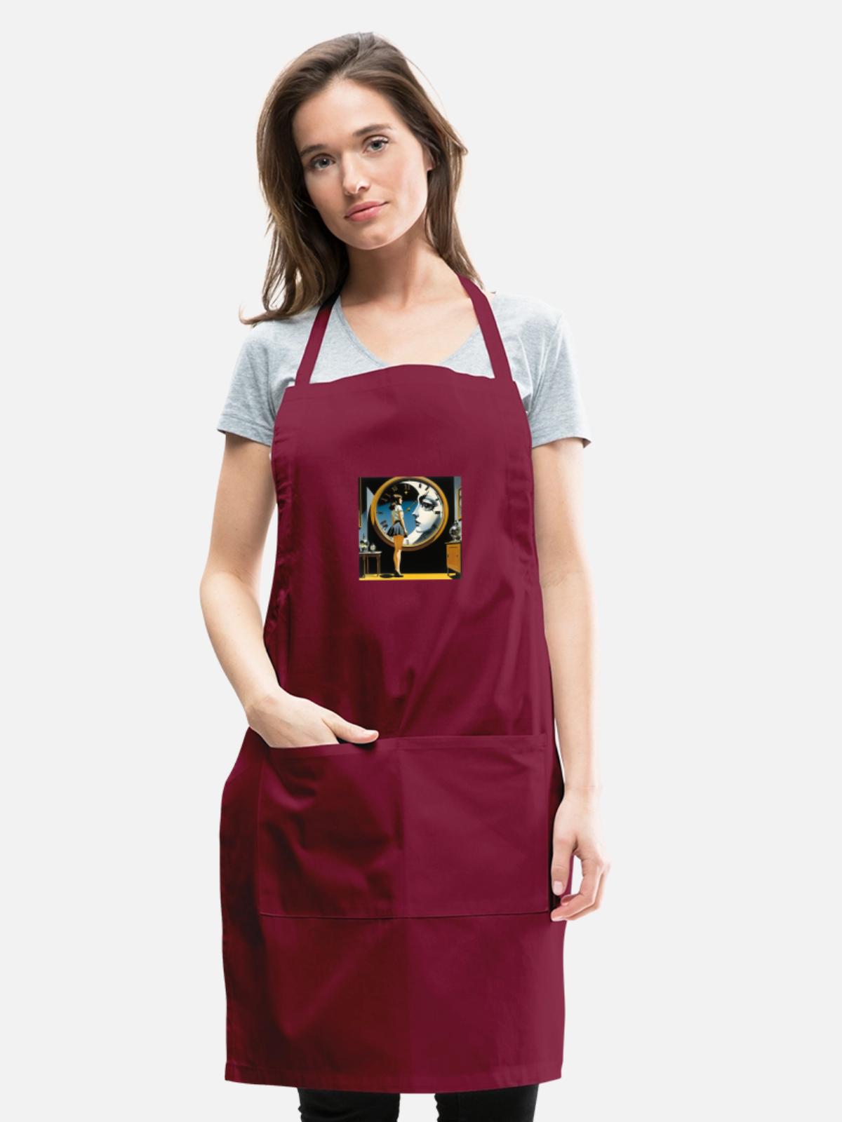 Girl moon clock - Adjustable Apron - burgundy - Front - Julia (174cm)