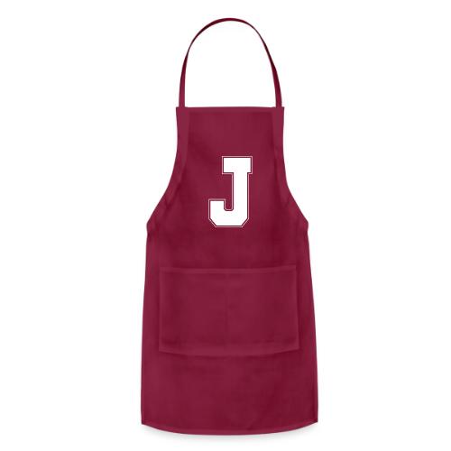 White Letter J – Varsity Alphabet Monogram - Adjustable Apron