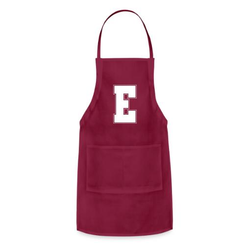 White Letter E – Varsity Alphabet Monogram - Adjustable Apron