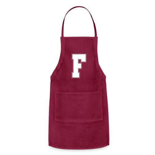 White Letter F – Varsity Alphabet Monogram - Adjustable Apron