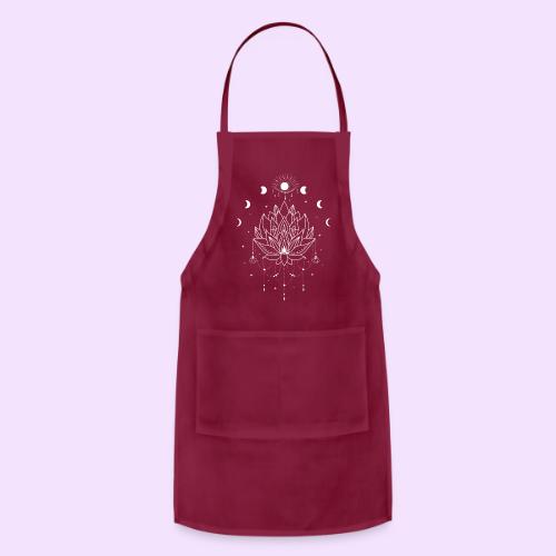 Third Eye White Lotus Flower - Moon Cycle Design - Adjustable Apron