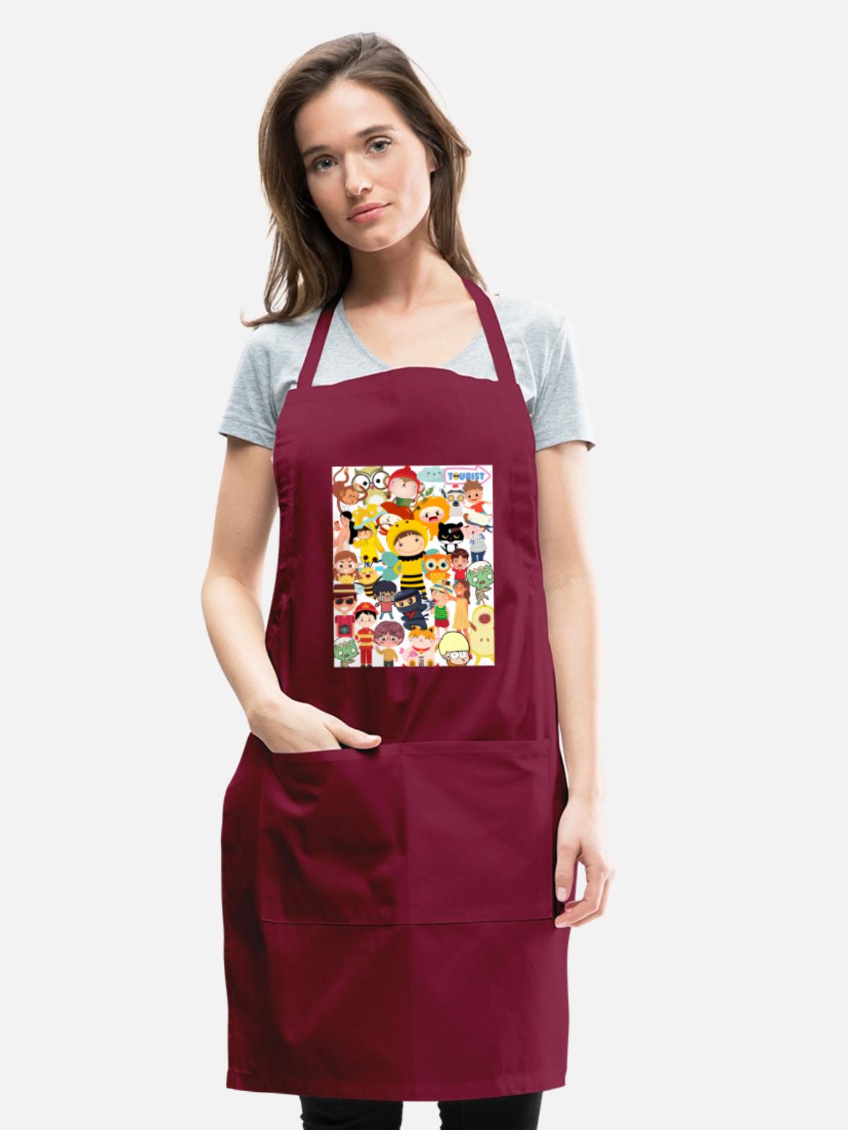 "Selfie" - Adjustable Apron - burgundy - Front - Julia (174cm)