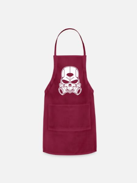 Mechanical Skull Art – Bold Cyberpunk Graphic - Adjustable Apron - burgundy
