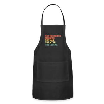 Site Reliability Engineer Man Myth Legend - Adjustable Apron - black - Front - Julia (174cm)