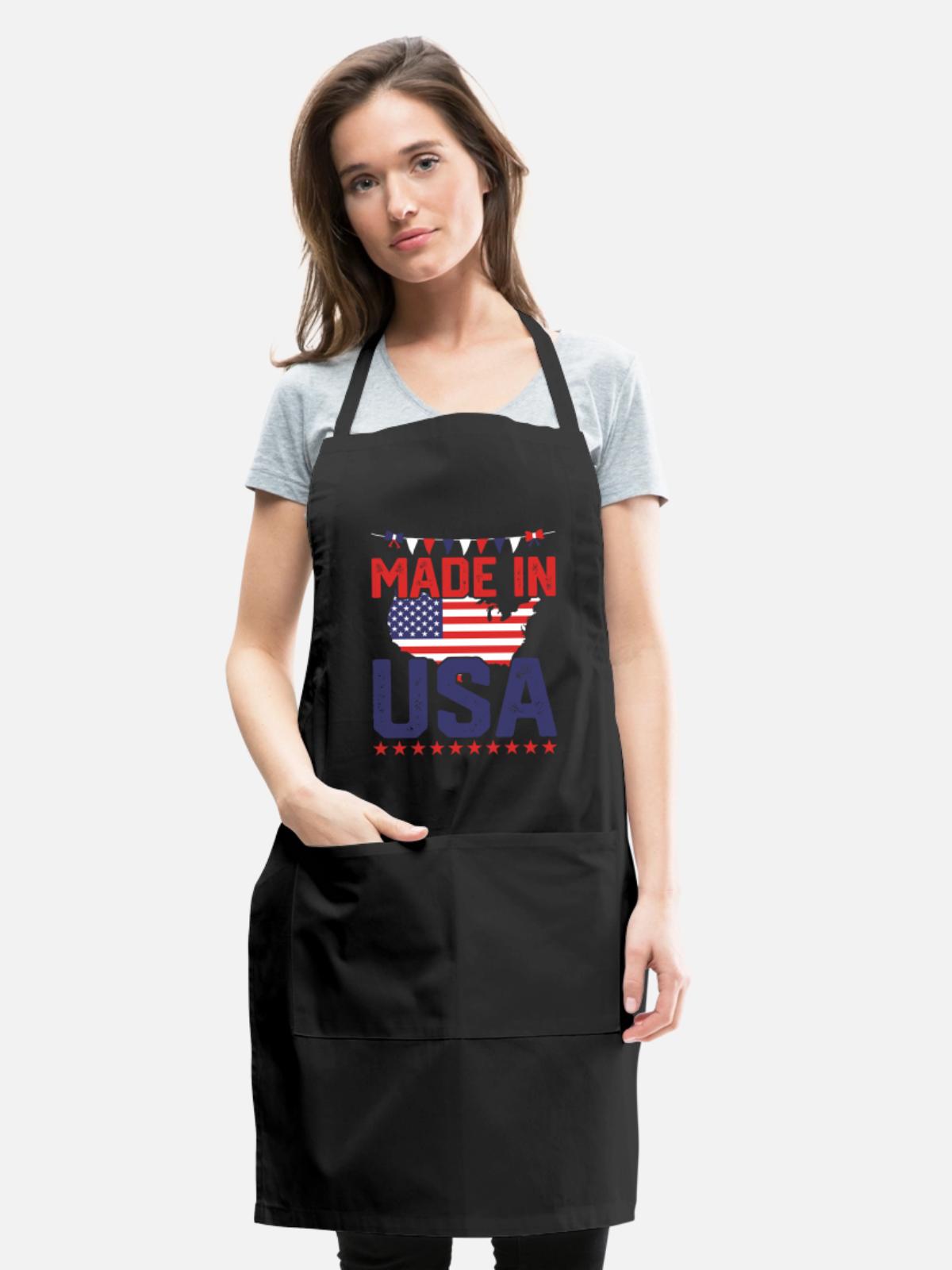 4th of july - Adjustable Apron - black - Front - Julia (174cm)