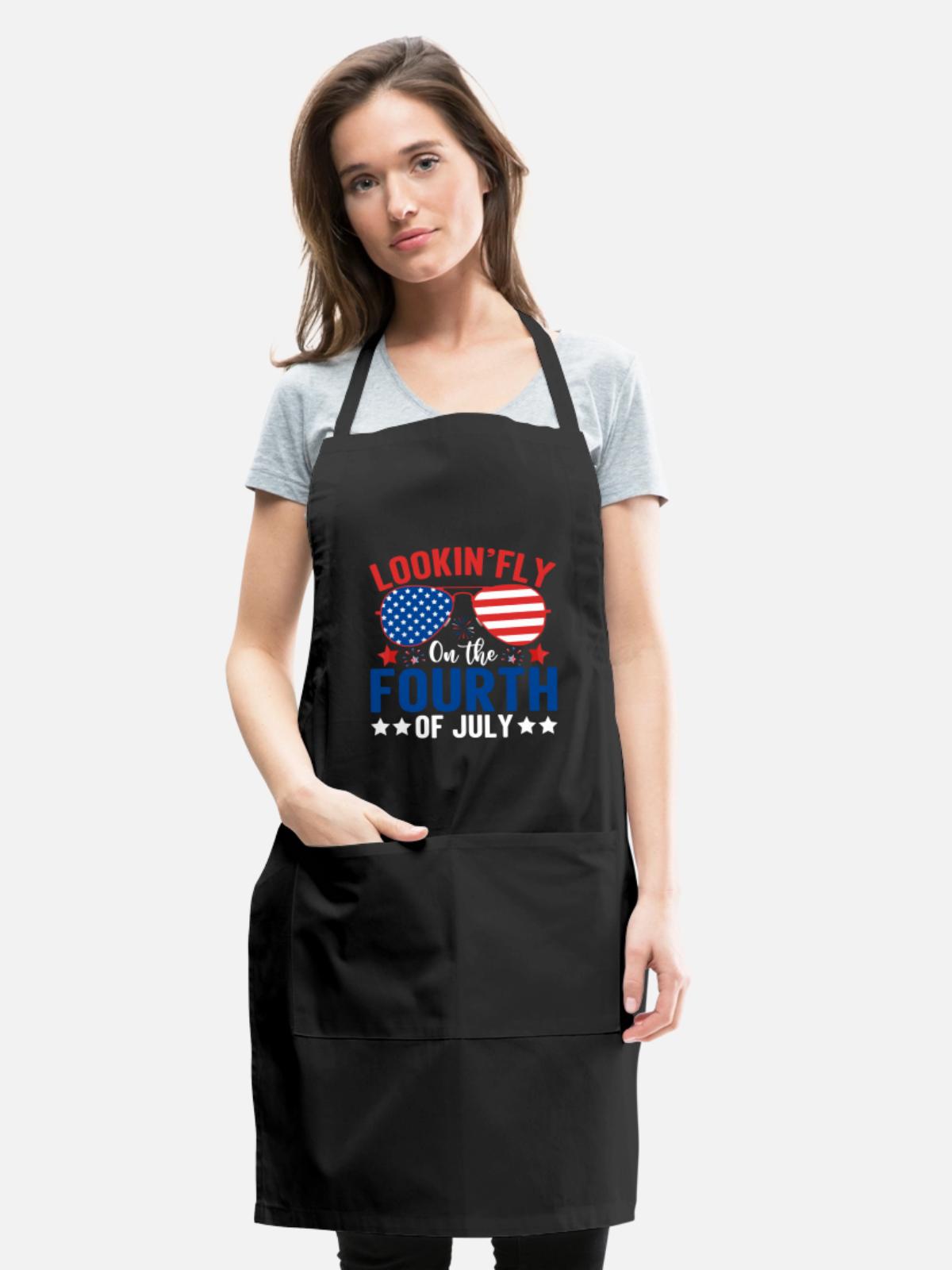 4th of july - Adjustable Apron - black - Front - Julia (174cm)