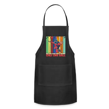 Skydive parachutist, parachute skydiver gift - Adjustable Apron - black - Front - Julia (174cm)