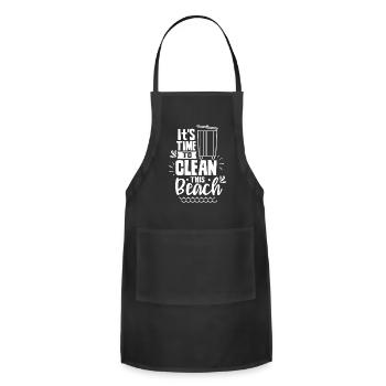 It's Time To Clean This Beach Beaches Clean Up - Adjustable Apron - black - Front - Julia (174cm)