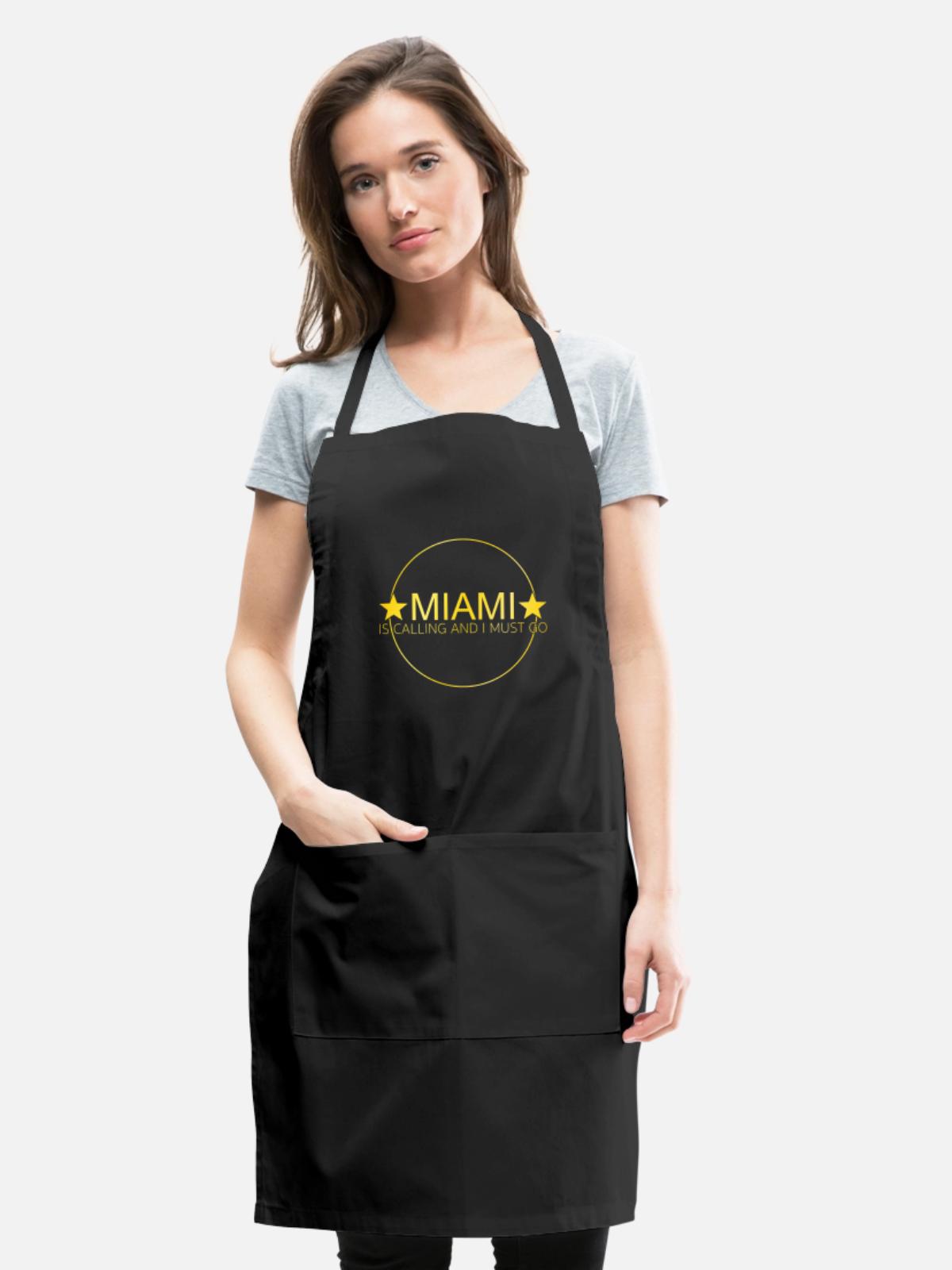 Miami saying - Adjustable Apron - black - Front - Julia (174cm)