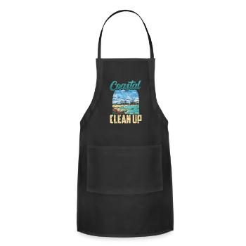 Coastal Clean Up Coast Beach Beaches Cleaning - Adjustable Apron - black - Front - Julia (174cm)