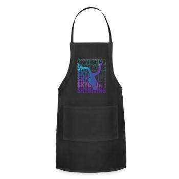 Skydive parachutist, parachute skydiver gift - Adjustable Apron - black - Front - Julia (174cm)