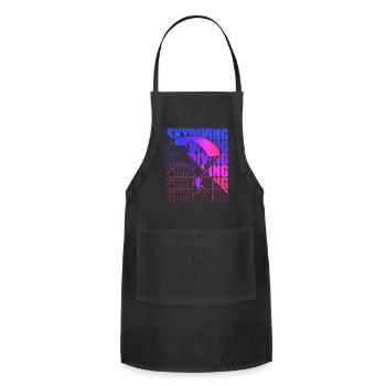 Skydive parachutist, parachute skydiver gift - Adjustable Apron - black - Front - Julia (174cm)