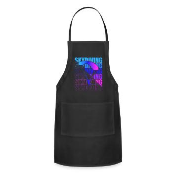 Skydive parachutist, parachute skydiver gift - Adjustable Apron - black - Front - Julia (174cm)
