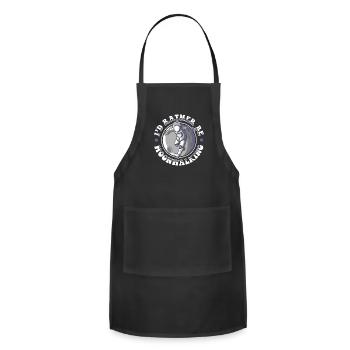I'd Rather Be Moonwalking Spacecraft Cosmonaut - Adjustable Apron - black - Front - Julia (174cm)