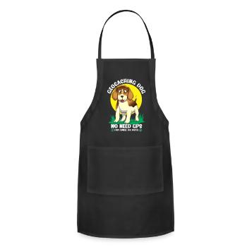 Geocaching dog no need GPS they smell the cache - Adjustable Apron - black - Front - Julia (174cm)