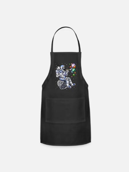 Astronaut Blowing Bubbles - Adjustable Apron - black