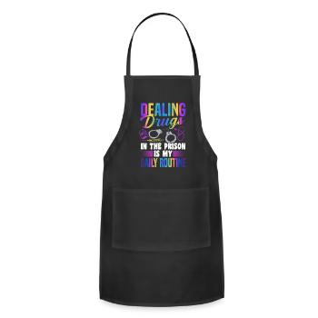 Correctional nurse prison nursing - Adjustable Apron - black - Front - Julia (174cm)
