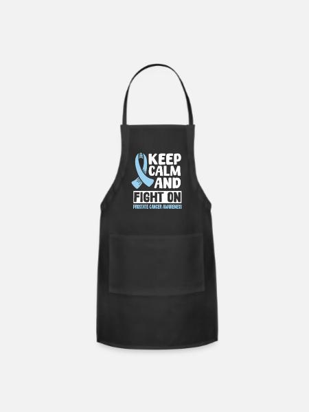Prostate Cancer Awareness Month Blue Ribbon Love - Adjustable Apron - black