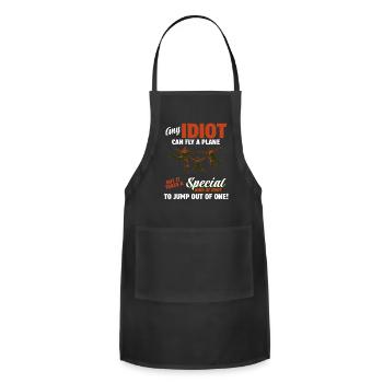 Skydive parachutist, parachute skydiver gift - Adjustable Apron - black - Front - Julia (174cm)