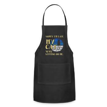 Sorry I'm Late My Cat Was Sitting - Adjustable Apron - black - Front - Julia (174cm)
