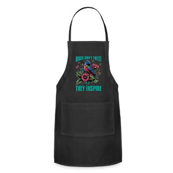 Ornithology Birds Don't Tweet They Inspire Birding - Adjustable Apron - black - Front - Julia (174cm)