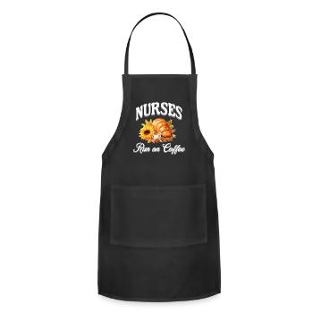 Night Shift Nurses Run on Coffee - Adjustable Apron - black - Front - Julia (174cm)