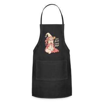 Soft Heart Strong Magic Cat - Adjustable Apron - black - Front - Julia (174cm)
