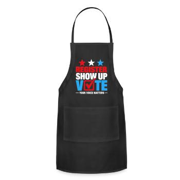 Register Show up Vote Your Voice Matters Election  - Adjustable Apron - black - Front - Julia (174cm)