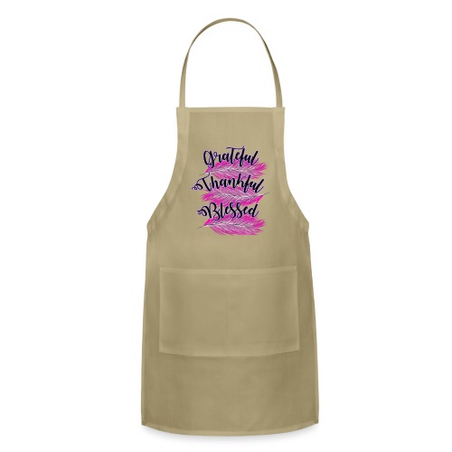 pink feathers grateful thankful blessed - Adjustable Apron