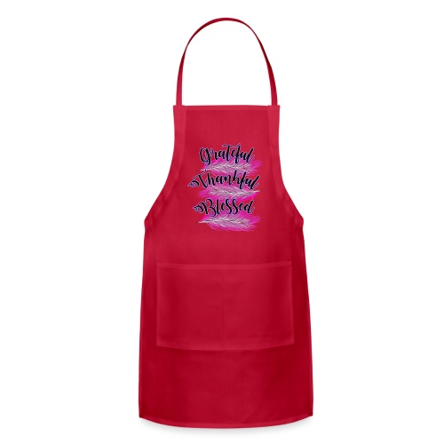 pink feathers grateful thankful blessed - Adjustable Apron
