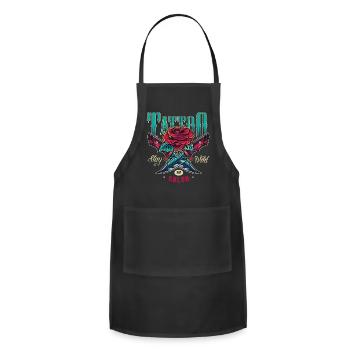 Tattoo With Two Crossed Daggers And A Rose - Adjustable Apron - black - Front - Julia (174cm)